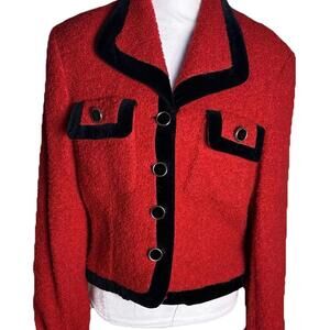 Compagnie Internationale Express curly Wool texture Velvet Retro Blazer Coat SzM